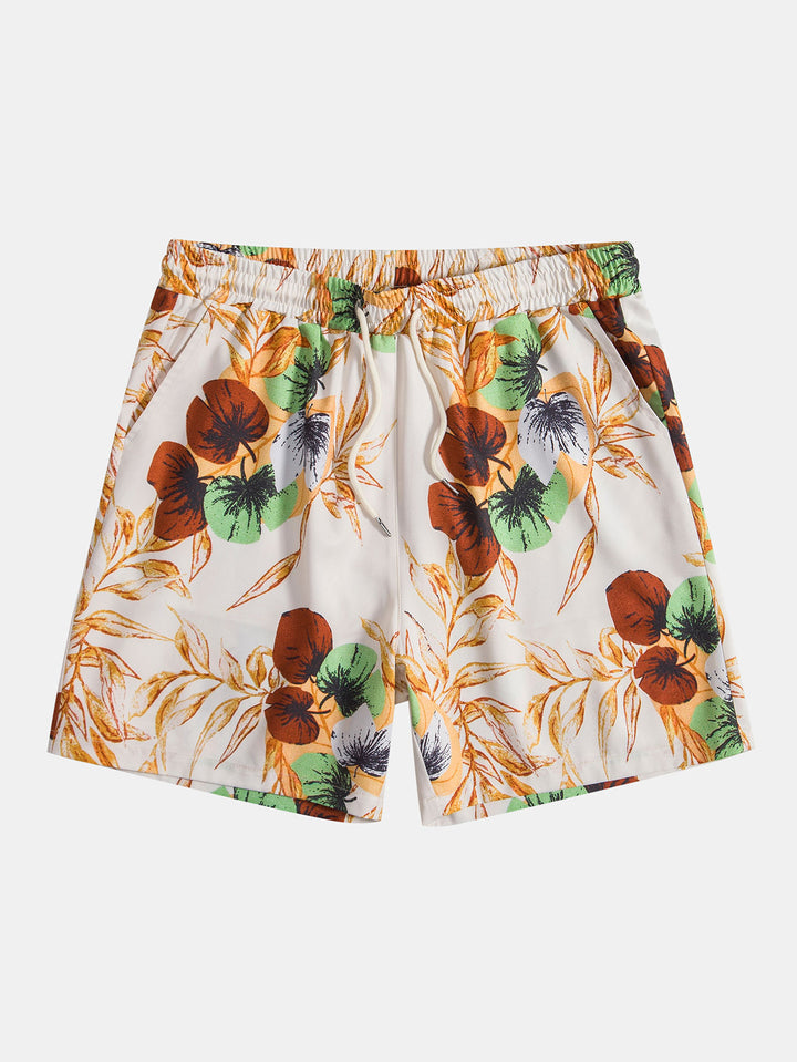 Tropical Print Button Up Shirt & Shorts