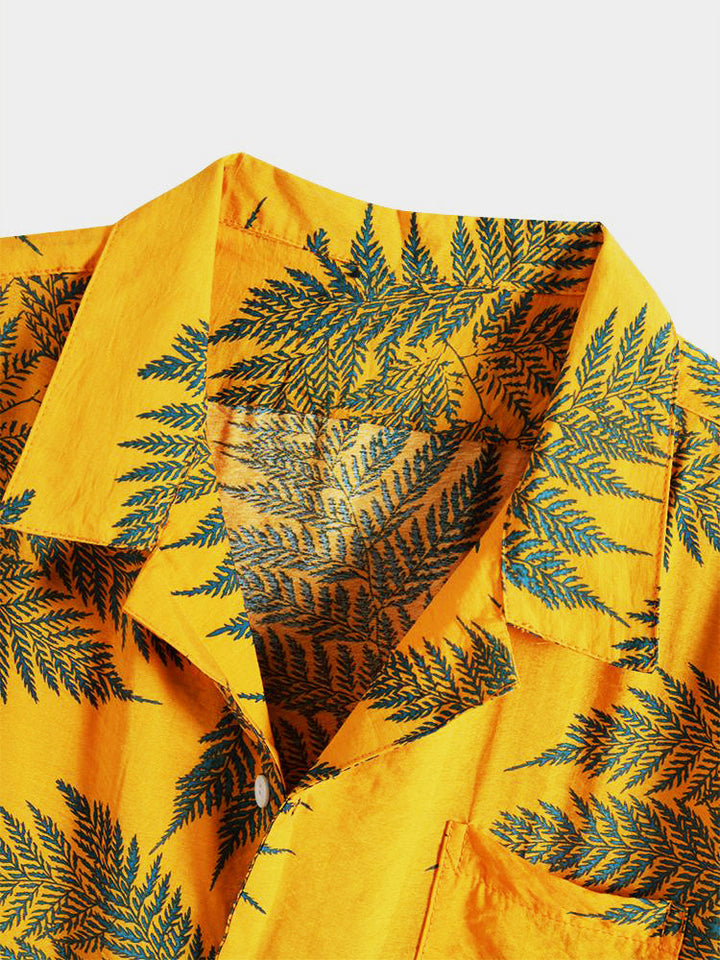 Tropical Plants Print Shirts & Swim Shorts