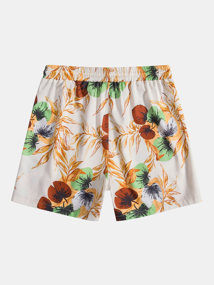 Tropical Print Button Up Shirt & Shorts