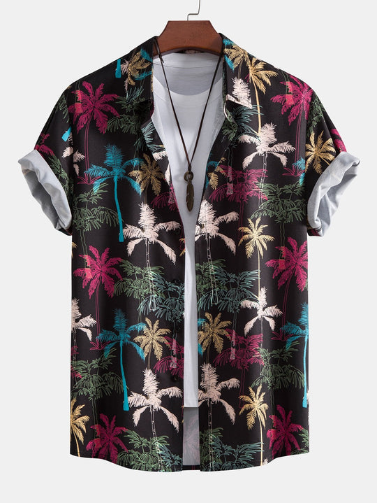 Palm Tree Print Button Up Shirt & Swim Shorts