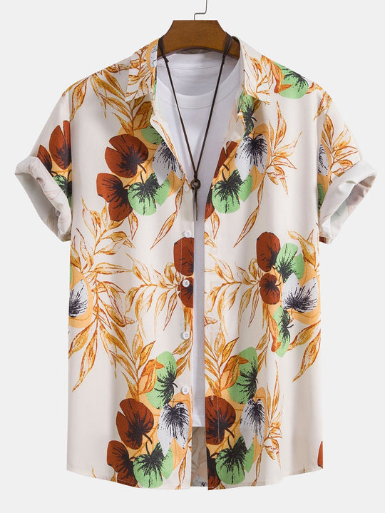 Tropical Print Button Up Shirt & Shorts