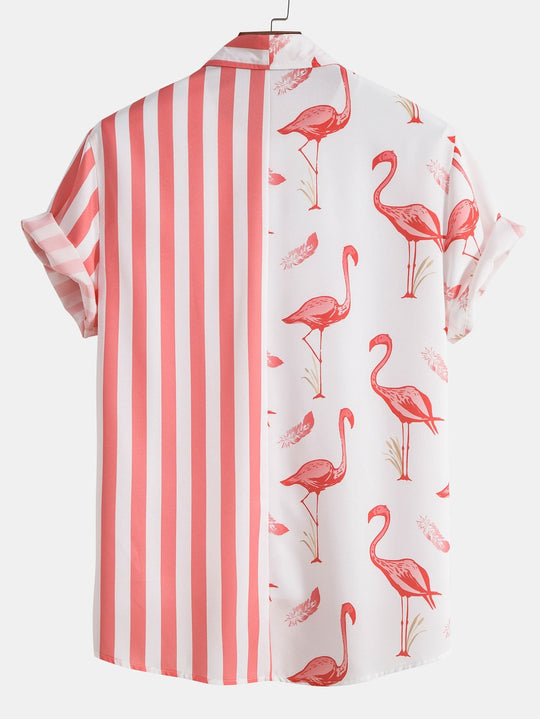 Flamingo Stripe Panel Shirt & Swim Shorts