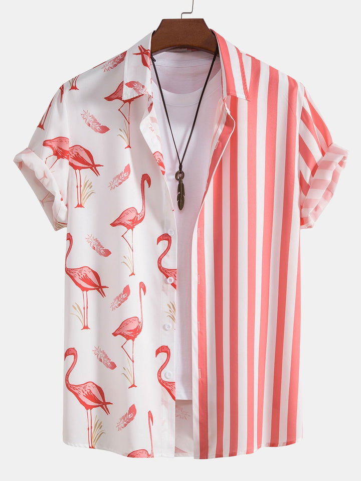 Flamingo Stripe Panel Shirt & Swim Shorts