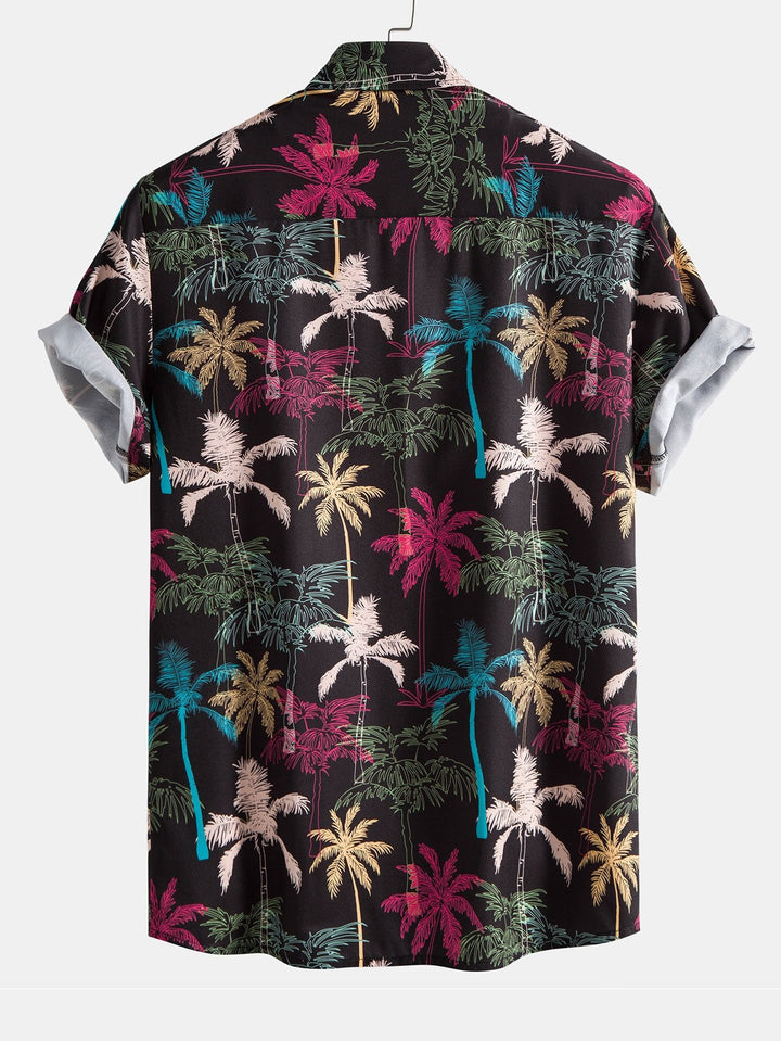 Palm Tree Print Button Up Shirt & Swim Shorts